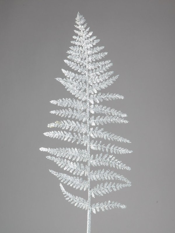 Formano Farnblatt 80 cm Silber Glitter