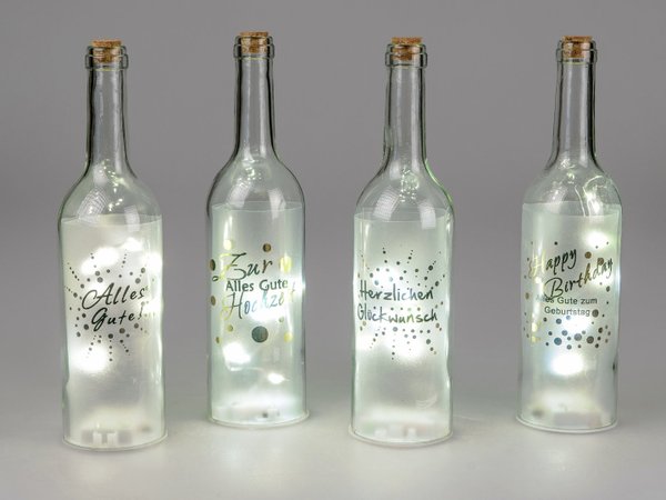 Glasflasche mit LED » Alles Gute « 29cm