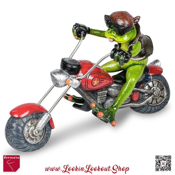 Formano Deko-Frosch » Biker - Chopper - rot « hellgrün