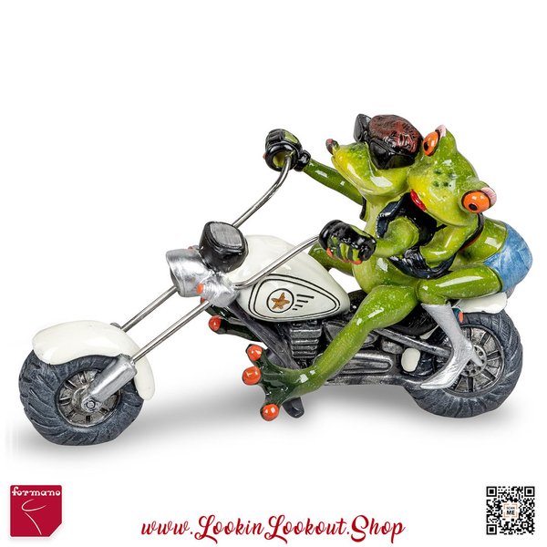Formano Deko-Frosch » Biker - Chopper - weiß « hellgrün
