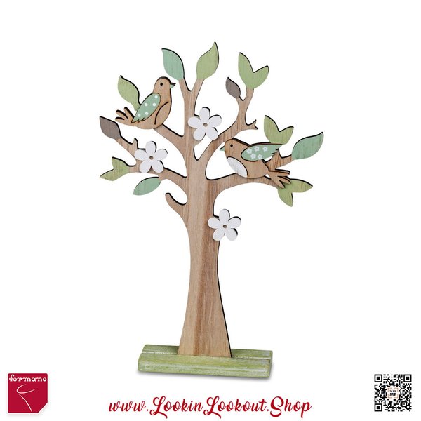 Formano » Deko-Baum mit Vögeln « 21cm Holz grün