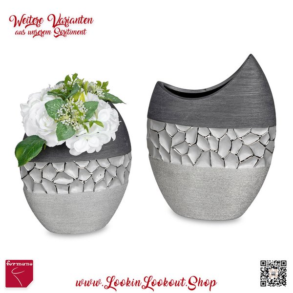 Formano Vase » Silber-Grau « 30x22 cm