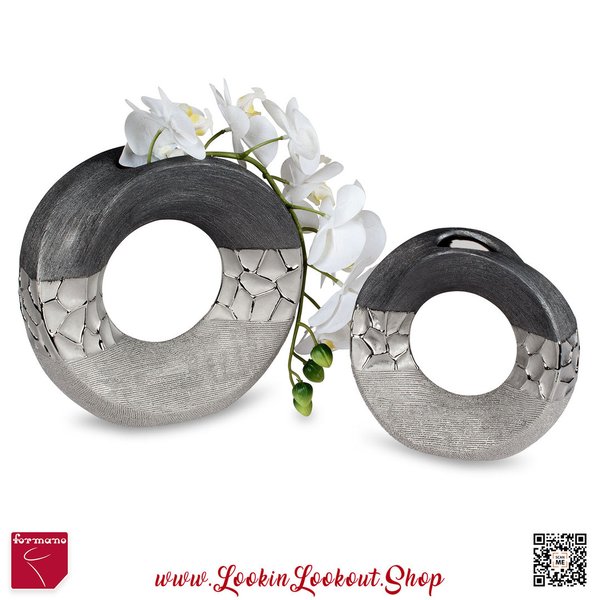 Formano Vase » Silber-Grau « 22 cm mit Loch